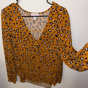 Vixbe Orange Leopard Print Top Medium